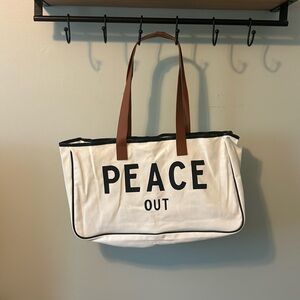 NWOT. Peace Out Canvas Tote Bag.